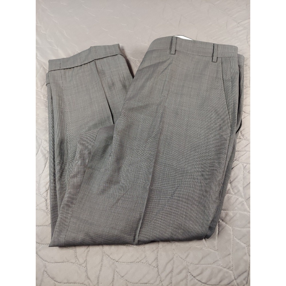 Canali Tessuto Dress Pants Men's 32 Gray Plaid 100% Wool Made In Italy Formal